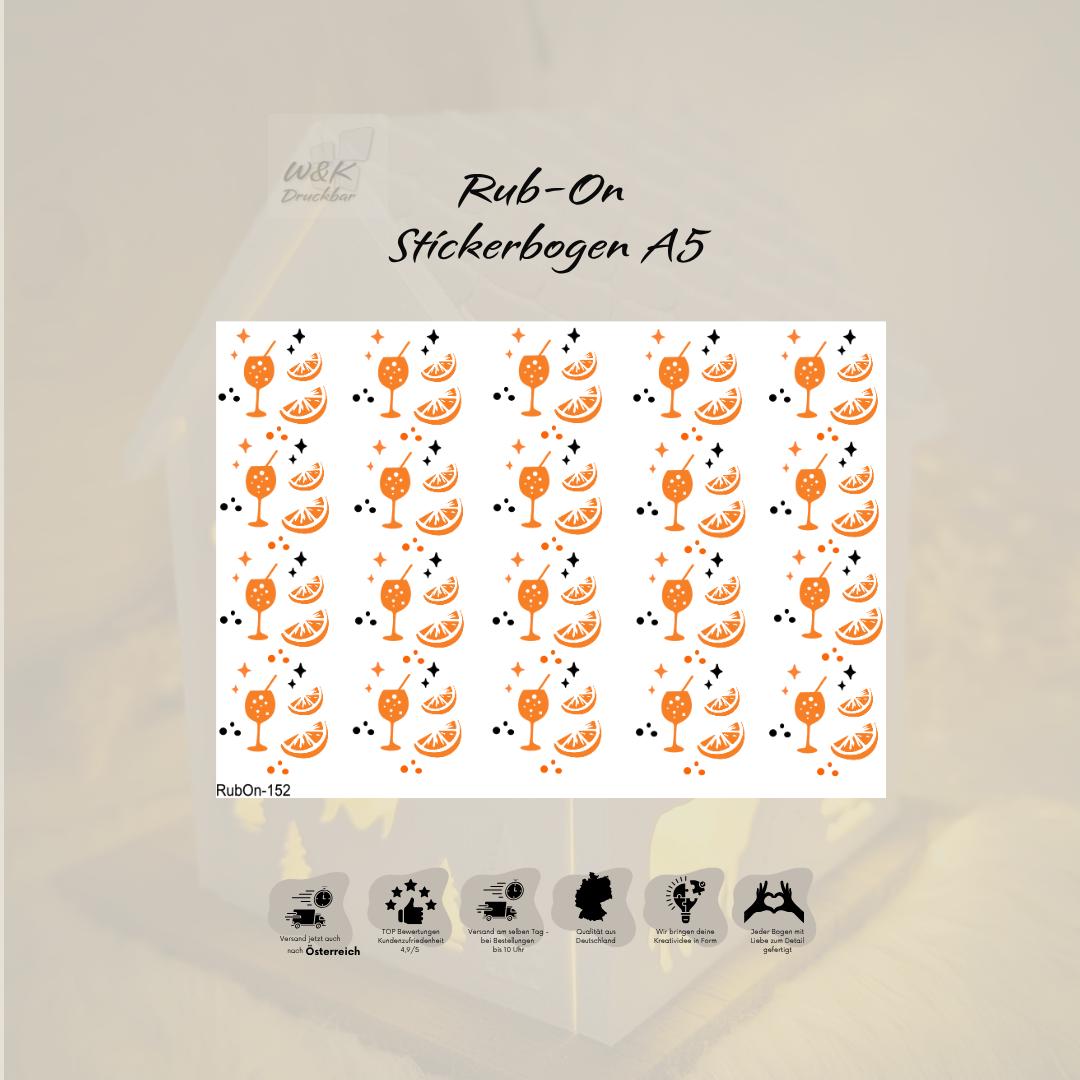 RubOn Sticker / Aperitivo / A5 Bogen / Randlos / Abreibebilder / DIY Sticker für z.B. Glas Holz