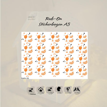 RubOn Sticker / Aperitivo / A5 Bogen / Randlos / Abreibebilder / DIY Sticker für z.B. Glas Holz