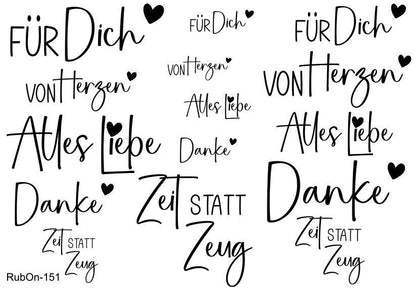 RubOn Sticker / Geschenkliebe / A5 Bogen / Randlos /Abreibebilder / DIY Sticker für z.B. Glas Holz
