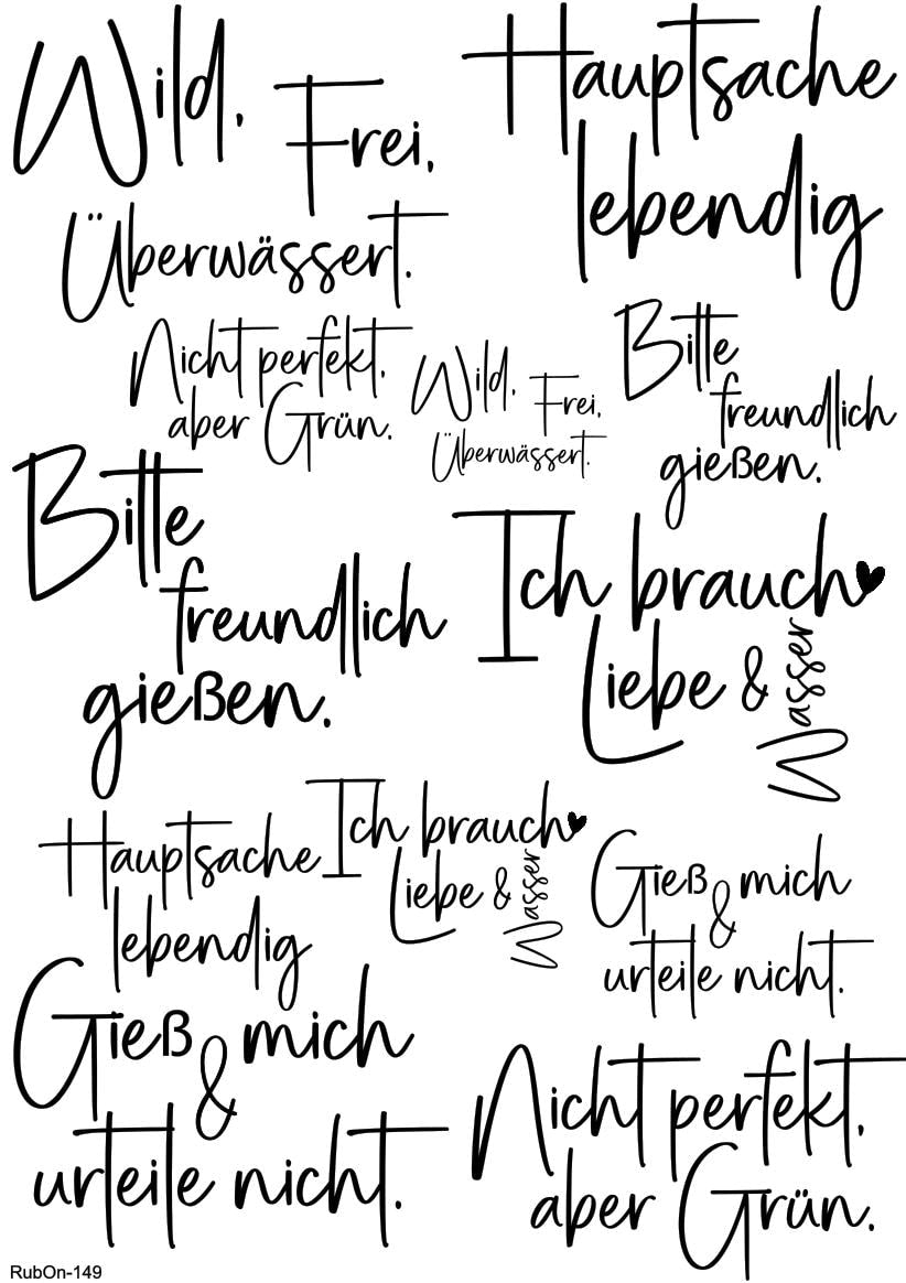 RubOn Sticker / Grünzeug mit Meinung / A4 Bogen / Randlos /Abreibebilder / DIY Sticker für z.B. Glas Holz