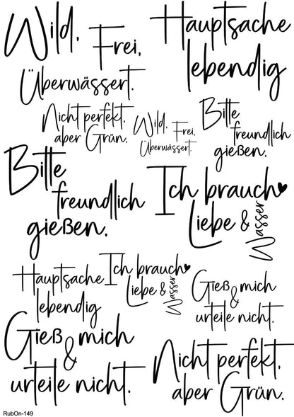 RubOn Sticker / Grünzeug mit Meinung / A4 Bogen / Randlos /Abreibebilder / DIY Sticker für z.B. Glas Holz