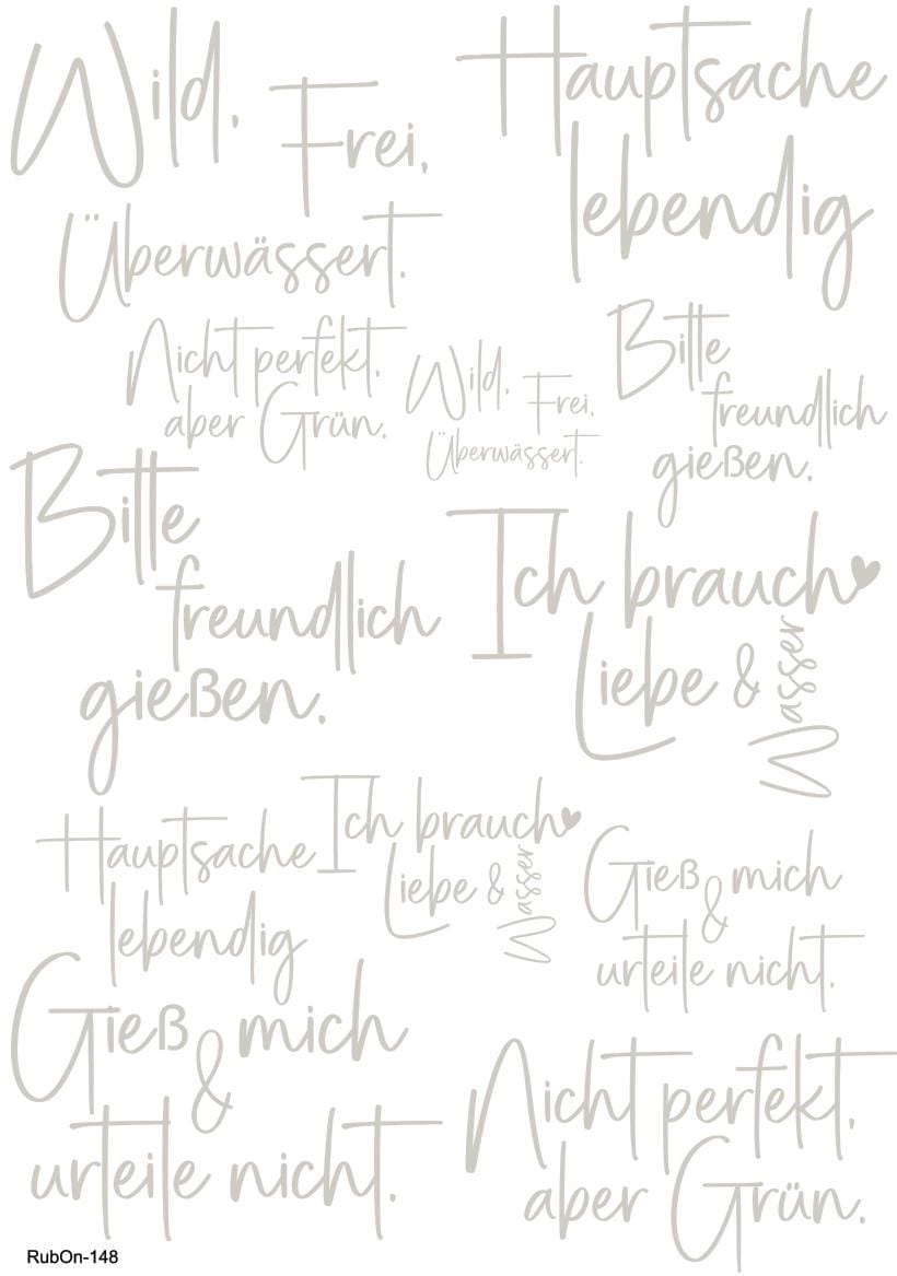 RubOn Sticker / Grünzeug mit Meinung / A4 Bogen / Randlos /Abreibebilder / DIY Sticker für z.B. Glas Holz