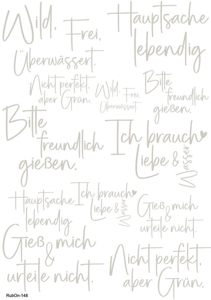 RubOn Sticker / Grünzeug mit Meinung / A4 Bogen / Randlos /Abreibebilder / DIY Sticker für z.B. Glas Holz