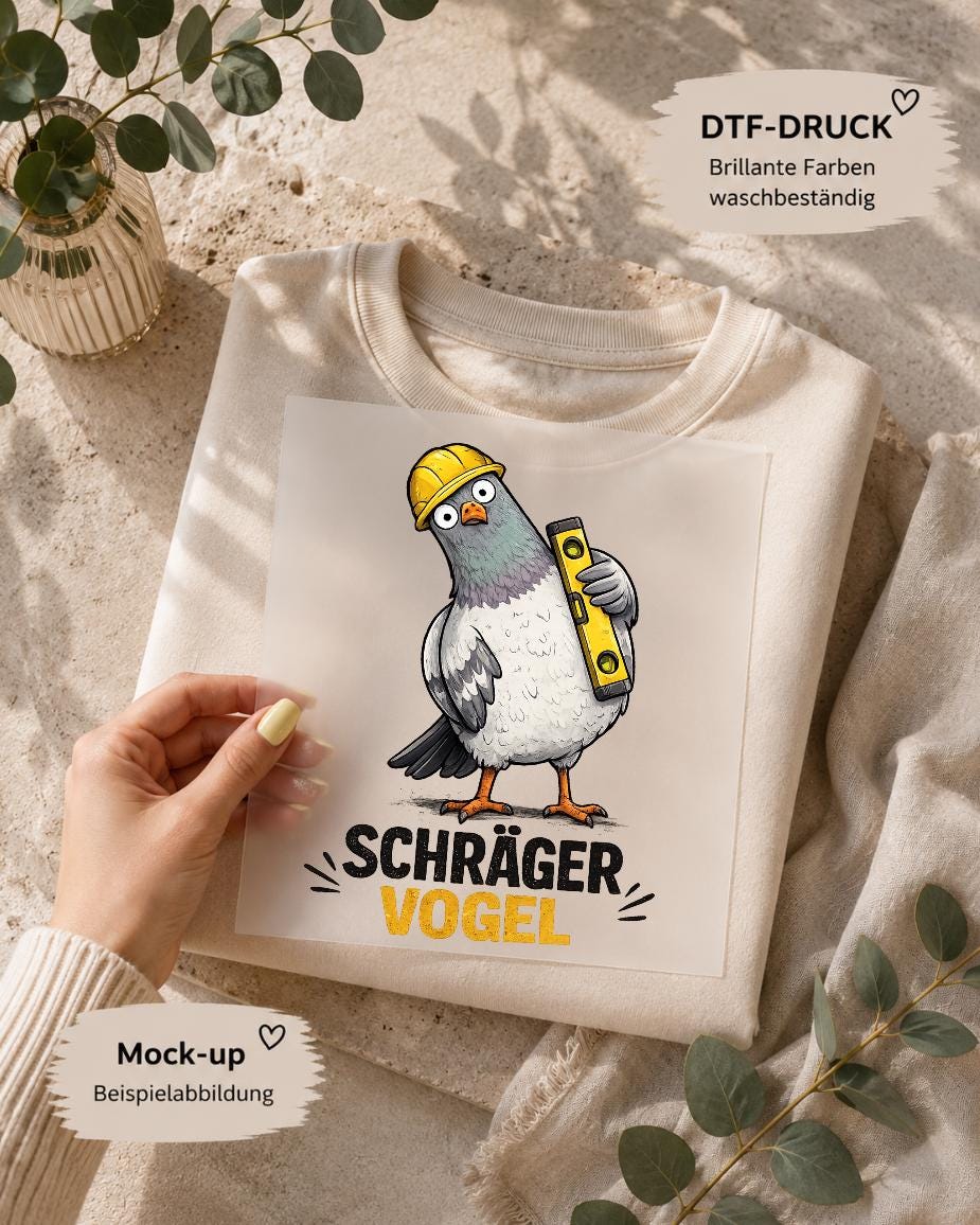Schräger Vogel / DTF Print / Bügelbild