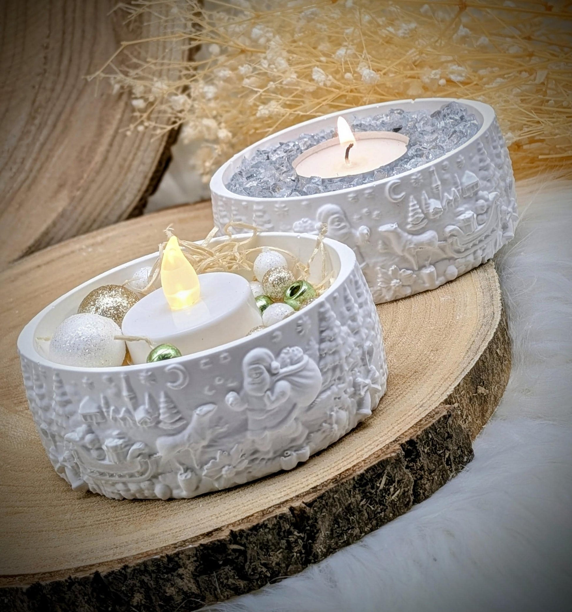 Silikonform für MINI Schale Oval / Wintermärchen / Weihnachtsmann / Wichtelschale / Raysin / Silikonform