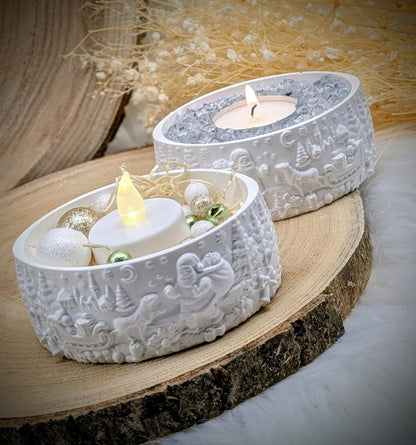 Silikonform für MINI Schale Oval / Wintermärchen / Weihnachtsmann / Wichtelschale / Raysin / Silikonform