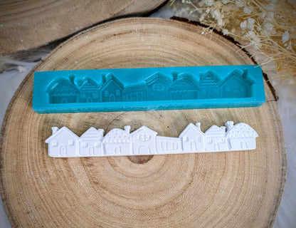 Motivleiste / Häuserreihe / Silikonform für Klötzchen / 160x22x8 mm / Silikon Klötzchen Gießform /Gießform Klötzchen