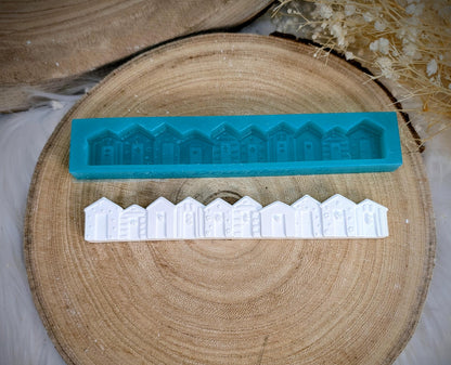 Motivleiste / Strandhaus / Silikonform für Klötzchen / 160x22x8 mm / Silikon Klötzchen Gießform /Gießform Klötzchen
