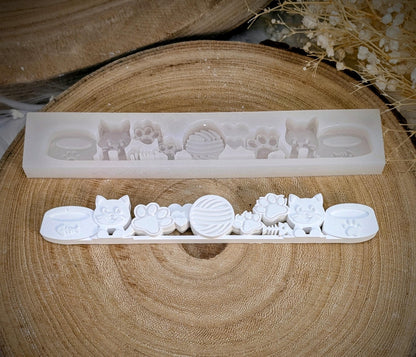 Motivleiste / Stubentiger / Silikonform für Klötzchen / 160x22x8 mm / Silikon Klötzchen Gießform /Gießform Klötzchen