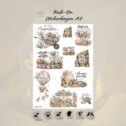 RubOn Sticker / Gedankenkarussell / A4 + A5 Bogen / Randlos / Abreibebilder / DIY Sticker für z.B. Glas Holz