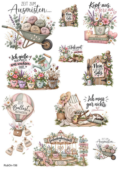 RubOn Sticker / Gedankenkarussell / A4 + A5 Bogen / Randlos / Abreibebilder / DIY Sticker für z.B. Glas Holz