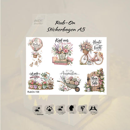 RubOn Sticker / Gedankenkarussell / A4 + A5 Bogen / Randlos / Abreibebilder / DIY Sticker für z.B. Glas Holz
