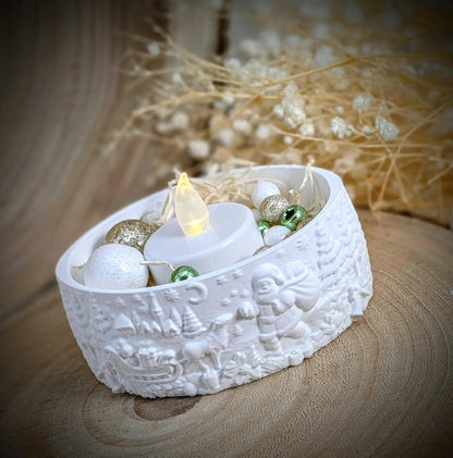Silikonform für MINI Schale Oval / Wintermärchen / Weihnachtsmann / Wichtelschale / Raysin / Silikonform