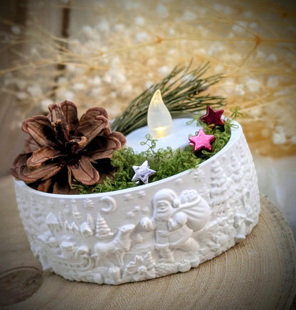 Silikonform für MINI Schale Oval / Wintermärchen / Weihnachtsmann / Wichtelschale / Raysin / Silikonform