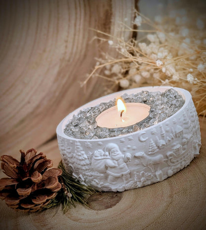 Silikonform für MINI Schale Oval / Wintermärchen / Weihnachtsmann / Wichtelschale / Raysin / Silikonform