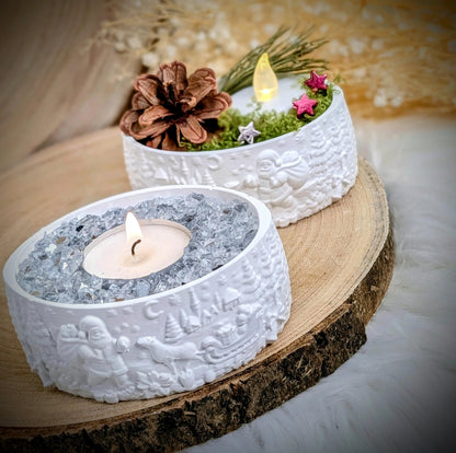 Silikonform für MINI Schale Oval / Wintermärchen / Weihnachtsmann / Wichtelschale / Raysin / Silikonform