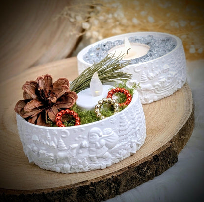 Silikonform für MINI Schale Oval / Wintermärchen / Weihnachtsmann / Wichtelschale / Raysin / Silikonform