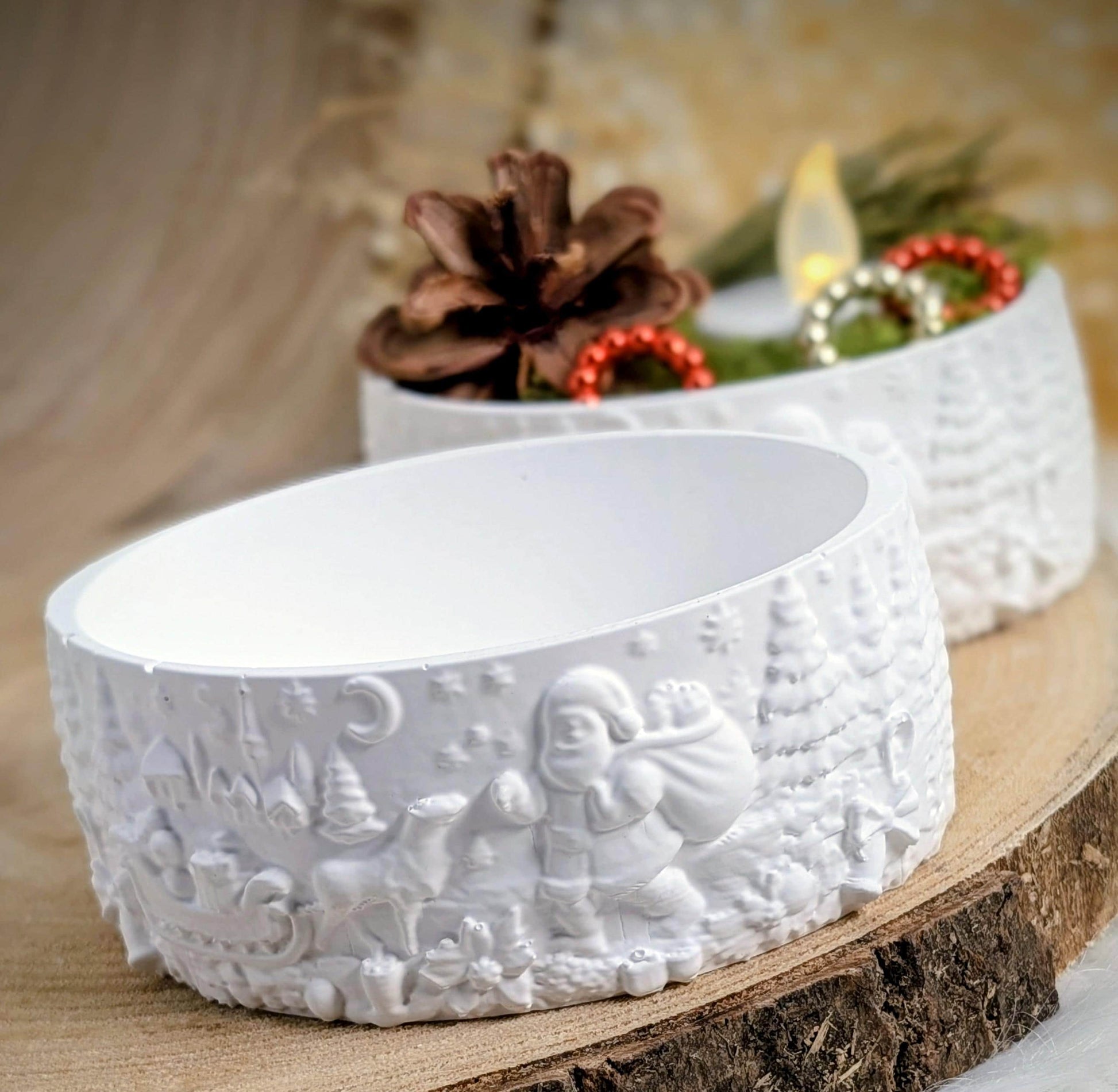 Silikonform für MINI Schale Oval / Wintermärchen / Weihnachtsmann / Wichtelschale / Raysin / Silikonform