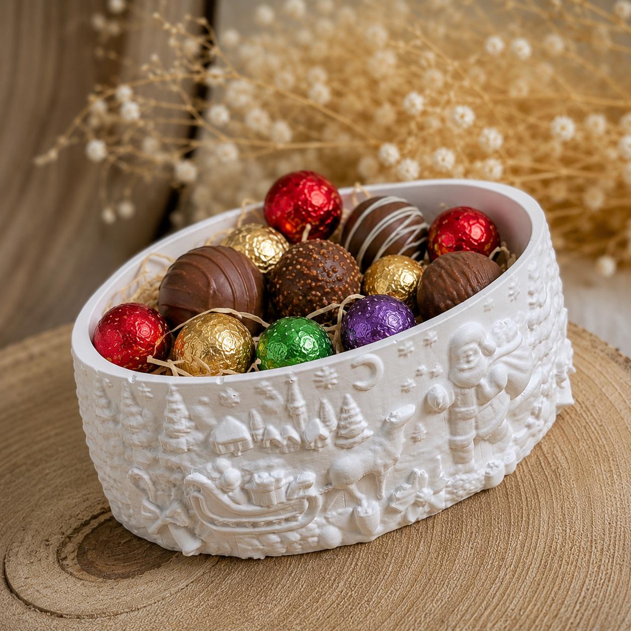Silikonform für MINI Schale Oval / Wintermärchen / Weihnachtsmann / Wichtelschale / Raysin / Silikonform