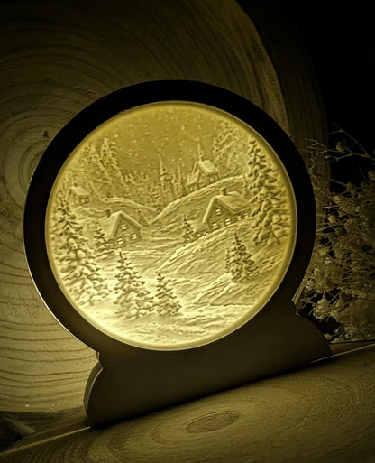 Loop Lampe/ Winterdorf / Premium-Qualität / Lampe / Lithophane / Gießform / Raysin / Silikonform