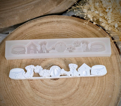 Motivleiste / Schnüffelnase/ Silikonform für Klötzchen / 160x22x8 mm / Silikon Klötzchen Gießform /Gießform Klötzchen