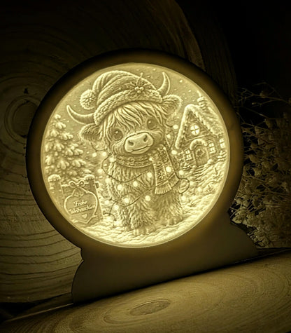 Loop Lampe/ Hilde / Hochlandrind / Premium-Qualität / Lampe / Lithophane / Gießform / Raysin / Silikonform