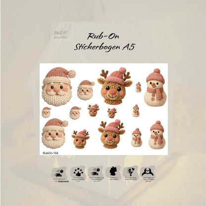 RubOn Sticker / Winterzauber in Rosa / A5 Bogen / Randlos / Abreibebilder / DIY Sticker für z.B. Glas Holz