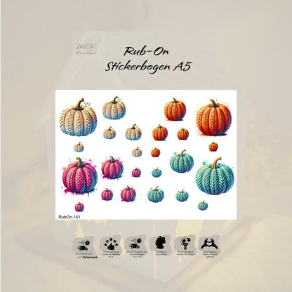 RubOn Sticker / Kuschelkürbisse/ A5 Bogen / Randlos / Abreibebilder / DIY Sticker für z.B. Glas Holz
