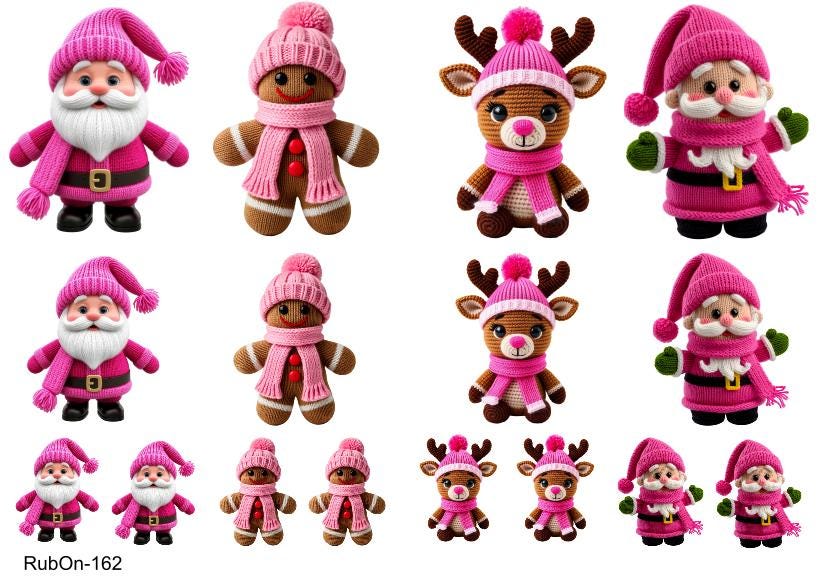 RubOn Sticker / Pinke Winterfreunde / A5 Bogen / Randlos / Abreibebilder / DIY Sticker für z.B. Glas Holz