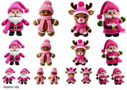 RubOn Sticker / Pinke Winterfreunde / A5 Bogen / Randlos / Abreibebilder / DIY Sticker für z.B. Glas Holz
