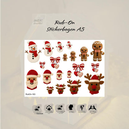 RubOn Sticker / Weihnachtsmaschen / A5 Bogen / Randlos / Abreibebilder / DIY Sticker für z.B. Glas Holz