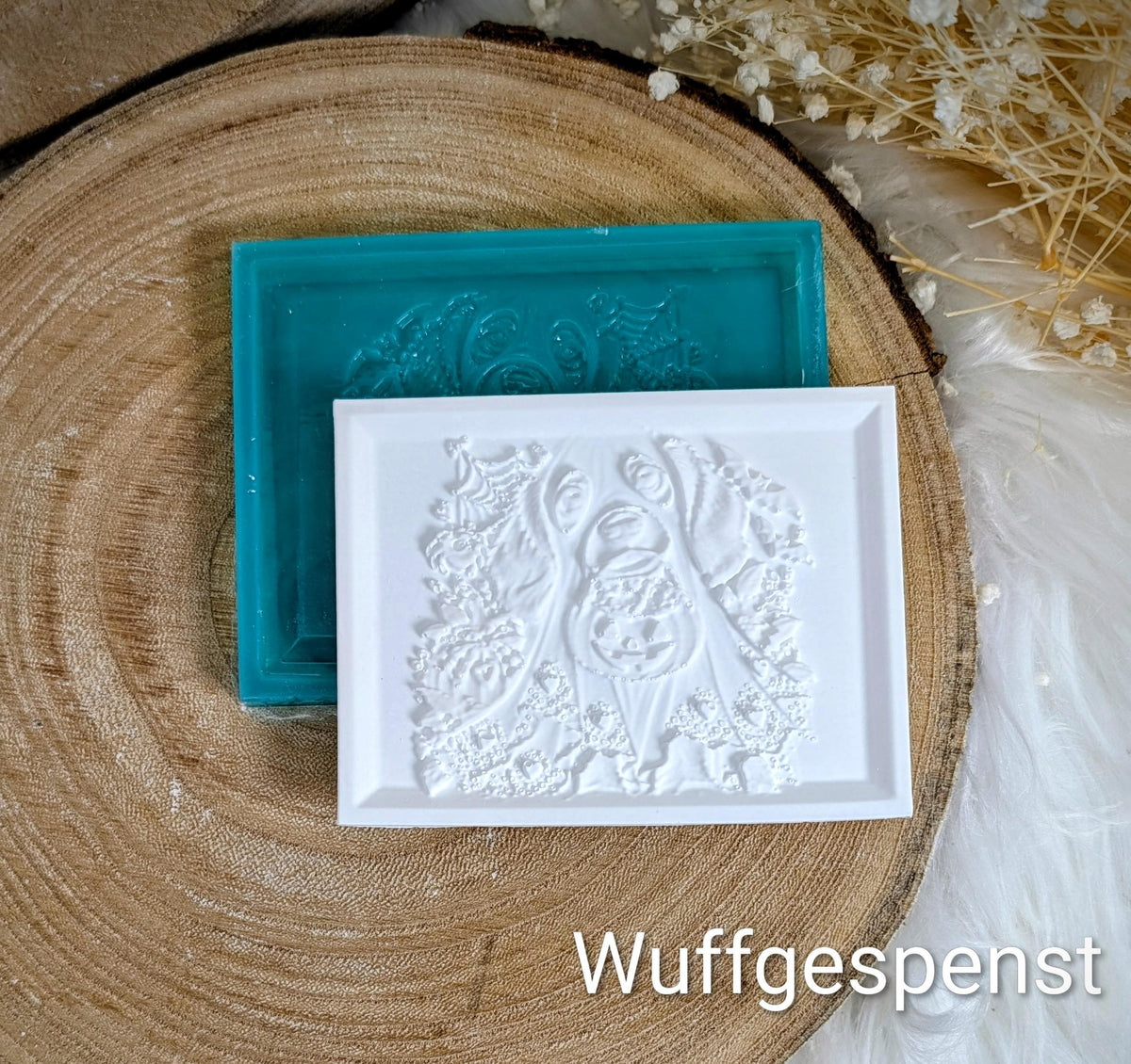 Lithophane-Wechselmotiv / Wuffgespenst/ für LichtQuartett und Kamin / Premium-Qualität / Lampe / Lithophane / Gießform / Raysin