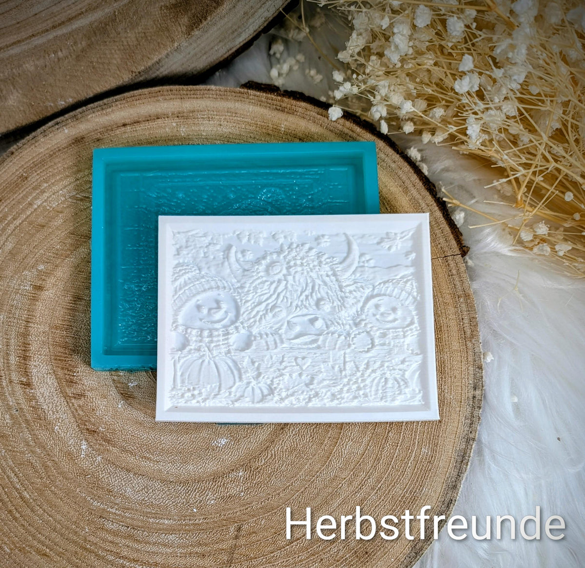 Lithophane-Wechselmotiv / Herbstfreunde / für LichtQuartett und Kamin / Premium-Qualität / Lampe / Lithophane / Gießform / Raysin