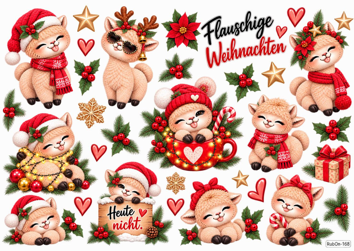 RubOn Sticker / Flauschalarm Weihnachten / A4 Bogen / Randlos / Abreibebilder / DIY Sticker für z.B. Glas Holz