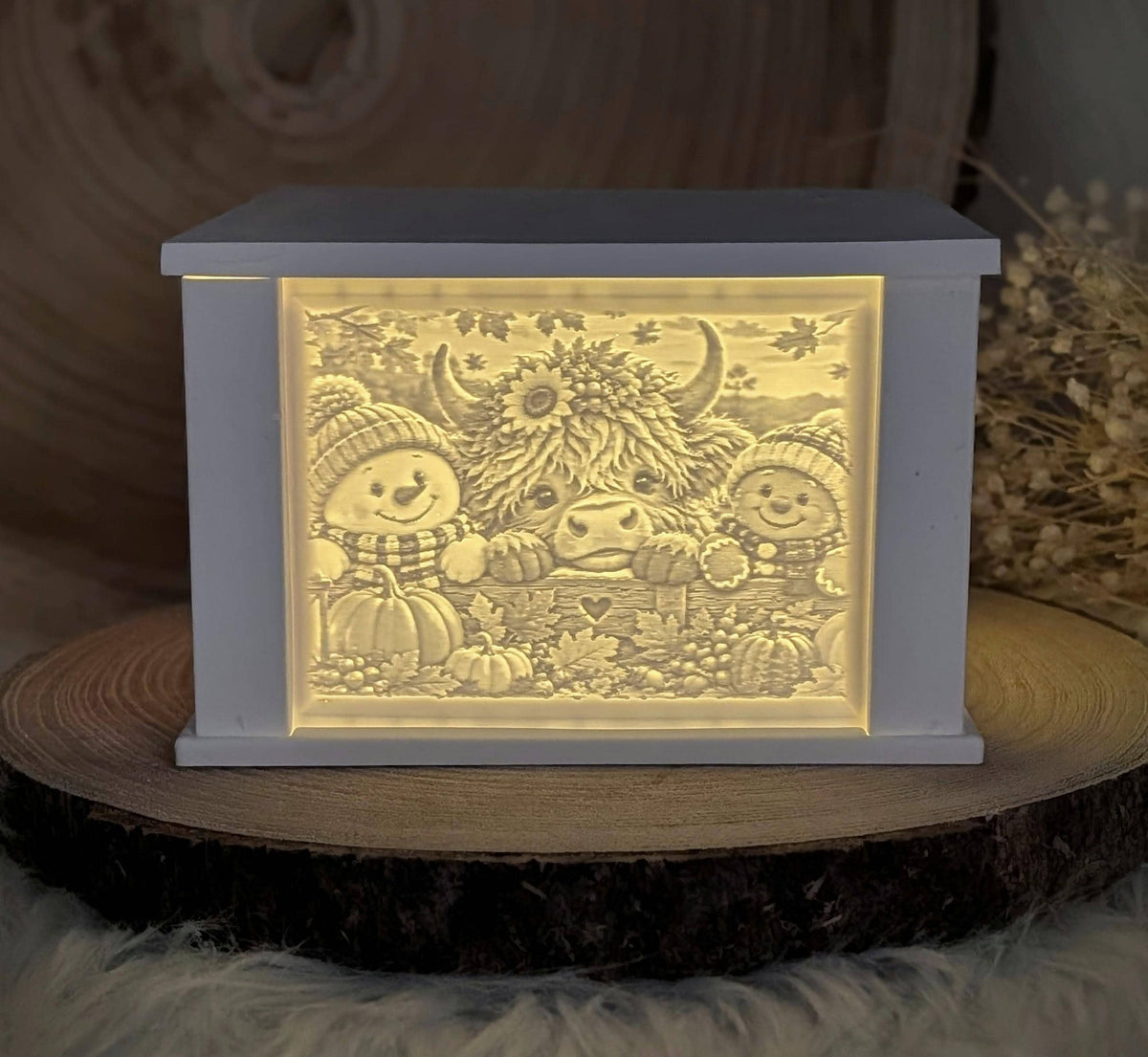 Lithophane-Wechselmotiv / Herbstfreunde / für LichtQuartett und Kamin / Premium-Qualität / Lampe / Lithophane / Gießform / Raysin