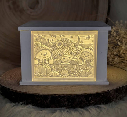 Lithophane-Wechselmotiv / Herbstfreunde / für LichtQuartett und Kamin / Premium-Qualität / Lampe / Lithophane / Gießform / Raysin