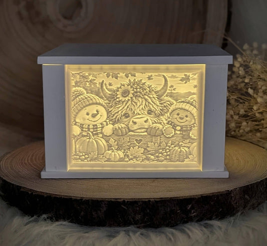 Lithophane-Wechselmotiv / Herbstfreunde / für LichtQuartett und Kamin / Premium-Qualität / Lampe / Lithophane / Gießform / Raysin