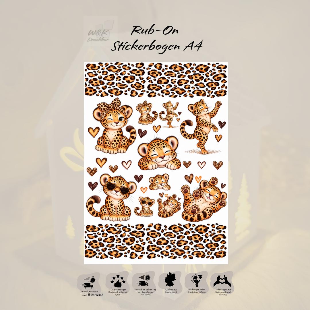 RubOn Sticker / Leoliebe / A4 Bogen / Randlos / Abreibebilder / DIY Sticker für z.B. Glas Holz