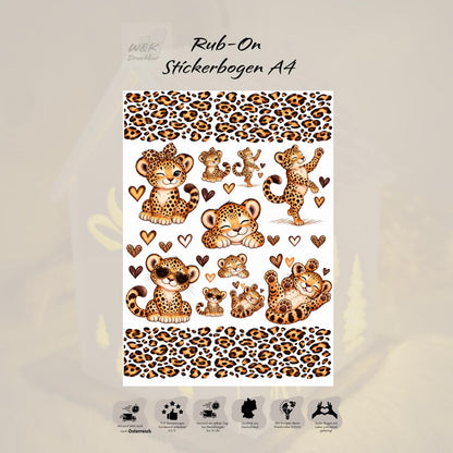 RubOn Sticker / Leoliebe / A4 Bogen / Randlos / Abreibebilder / DIY Sticker für z.B. Glas Holz