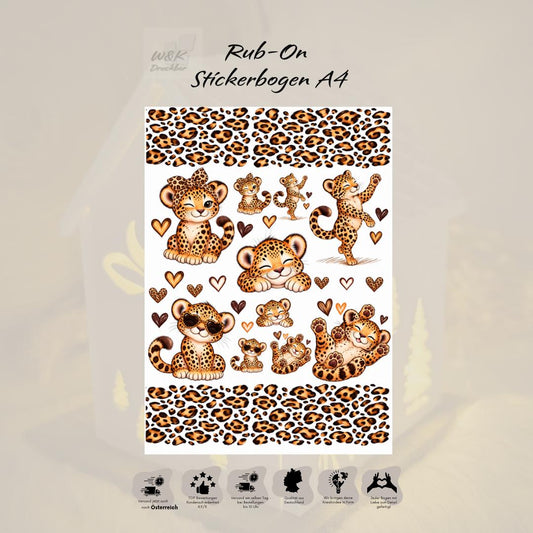 RubOn Sticker / Leoliebe / A4 Bogen / Randlos / Abreibebilder / DIY Sticker für z.B. Glas Holz
