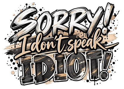 Sorry! I dont speak Idiot / DTF Print / Bügelbild / Sprüche / Unisex