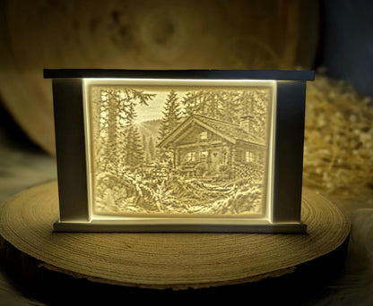 Lithophane-Wechselmotiv / Hüttenglück / für LichtQuartett und Kamin / Premium-Qualität / Lampe / Lithophane / Gießform / Silikonform