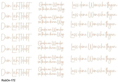 RubOn Sticker / Lichtblicke / A5 Bogen / Randlos / Abreibebilder / Spruch / DIY Sticker für z.B. Glas Holz