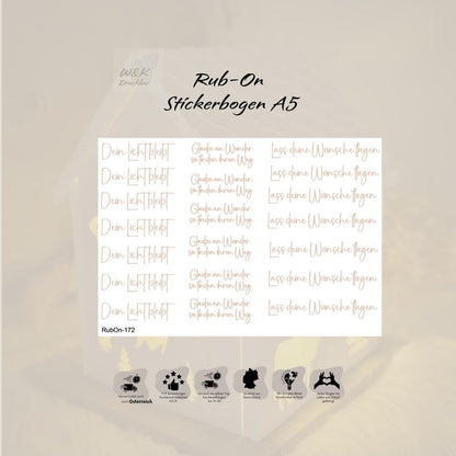 RubOn Sticker / Lichtblicke / A5 Bogen / Randlos / Abreibebilder / Spruch / DIY Sticker für z.B. Glas Holz
