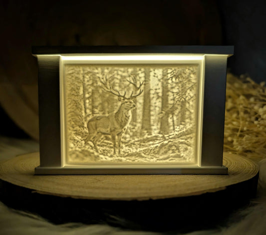 Lithophane-Wechselmotiv / Waldkönig / für LichtQuartett und Kamin / Premium-Qualität / Lampe / Lithophane / Gießform / Raysin / Silikonform