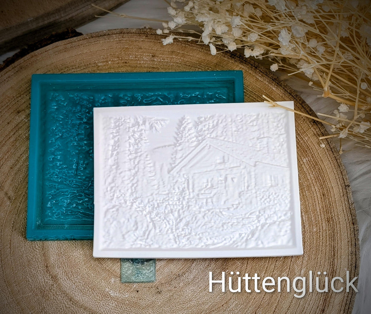 Lithophane-Wechselmotiv / Hüttenglück / für LichtQuartett und Kamin / Premium-Qualität / Lampe / Lithophane / Gießform / Silikonform