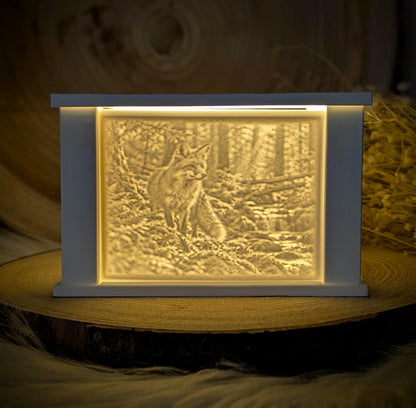 Lithophane-Wechselmotiv / Waldstreuner / für LichtQuartett und Kamin / Premium-Qualität / Lampe / Lithophane / Gießform / Raysin