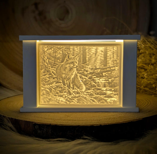Lithophane-Wechselmotiv / Waldstreuner / für LichtQuartett und Kamin / Premium-Qualität / Lampe / Lithophane / Gießform / Raysin