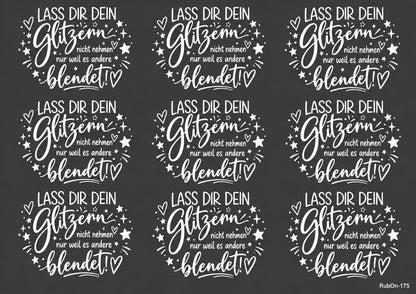 RubOn Sticker / Glitzer / A4 Bogen / Randlos /Abreibebilder / DIY Sticker für z.B. Glas Holz