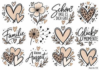 RubOn Sticker / Herzensmoment / A4 Bogen / Randlos /Abreibebilder / DIY Sticker für z.B. Glas Holz